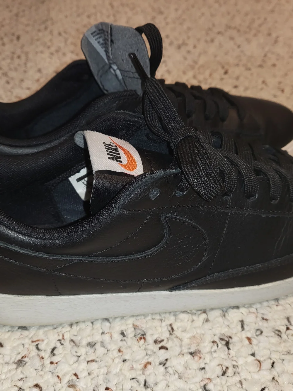 Nike Black Leather Skater Sneakers with White Sole (2018)